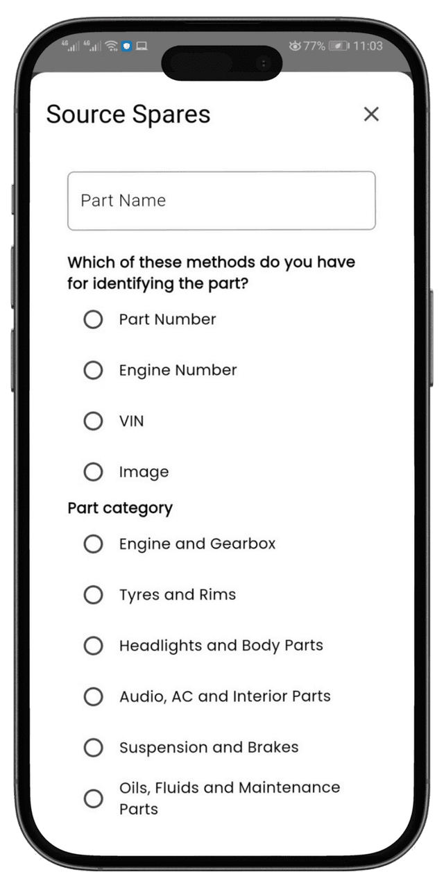 AutoMate app request screen screenshot.